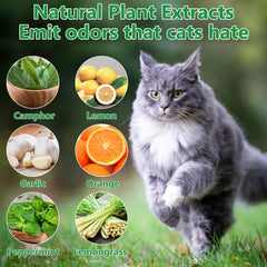 VITAFOR deterrent ball in use outdoors deters cats around garden beds with scent