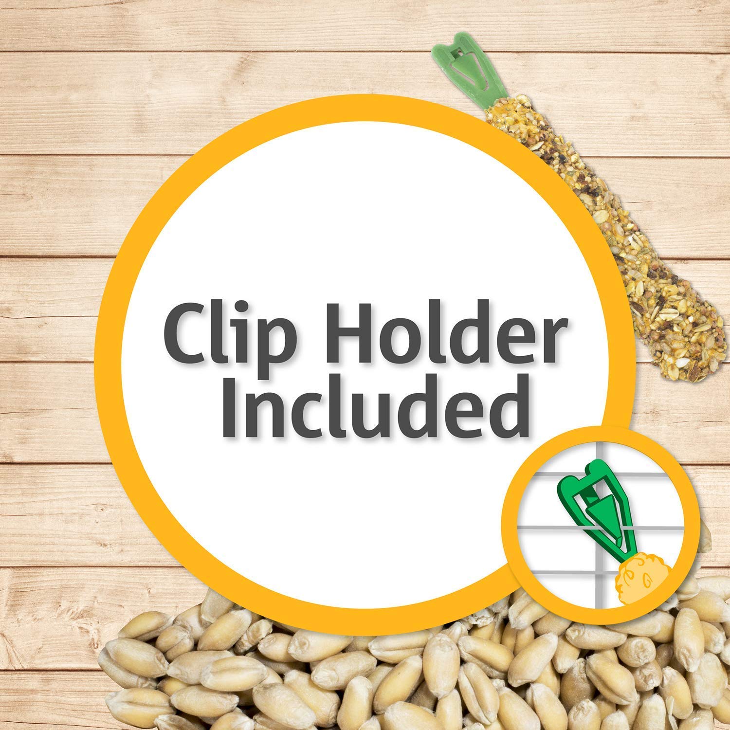 Vitakraft Banana Sticks Parakeet Treat on wooden stick—long-lasting chew for mental stimulation.