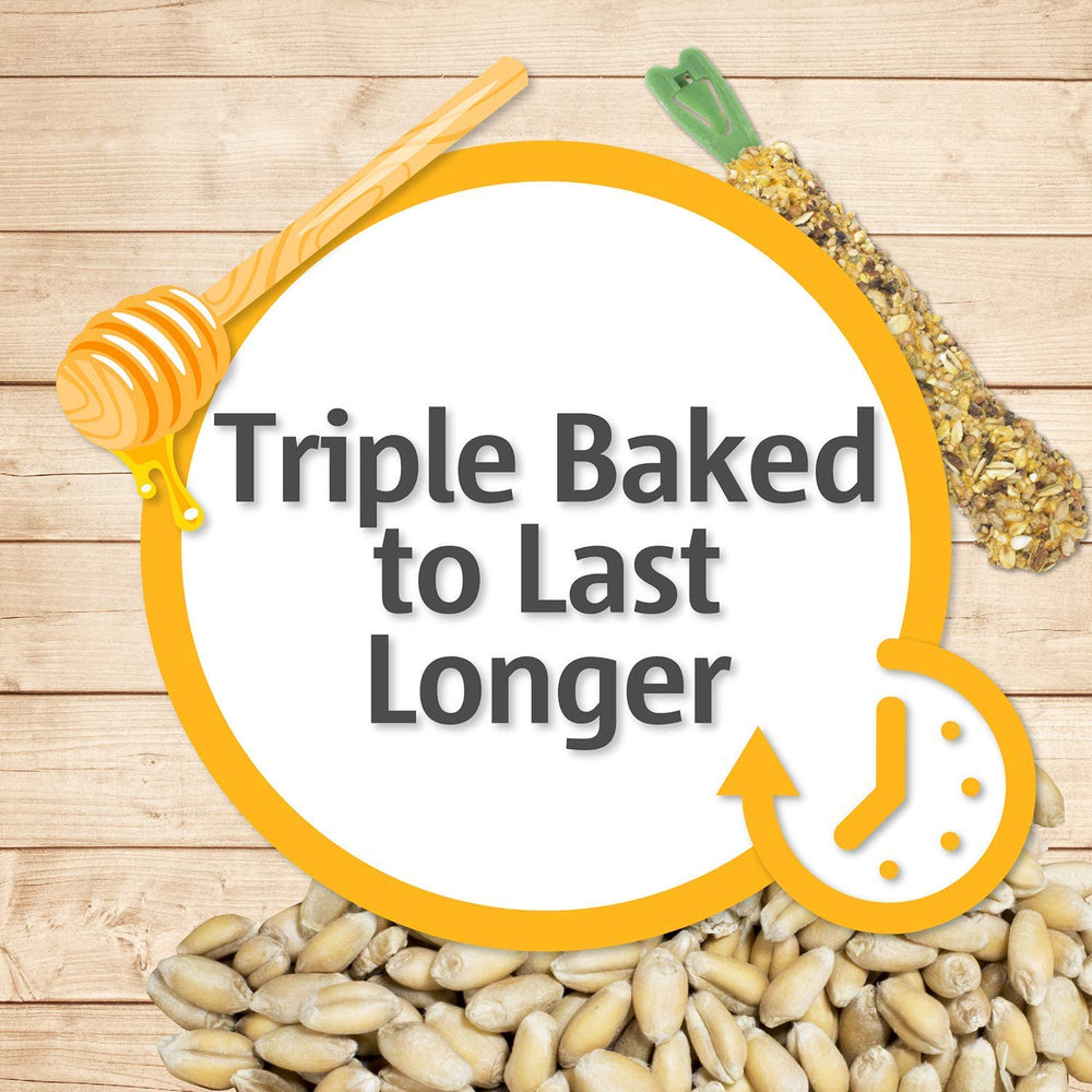 Vitakraft Banana Sticks Parakeet Treat pack view—three-pack provides ongoing snacks and routine enrichment.