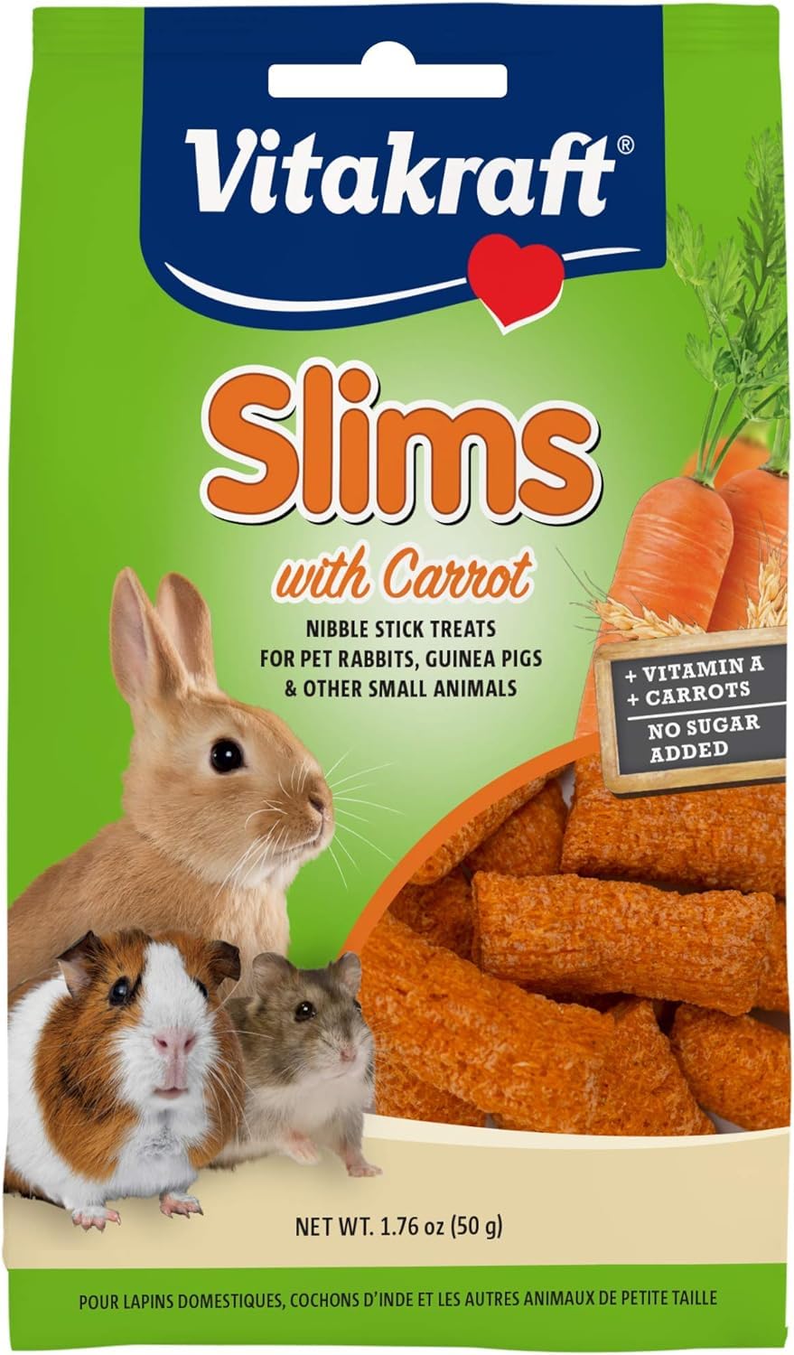 Vitakraft Carrot Slims Rabbit packaging shows four-pack ready for stocking.