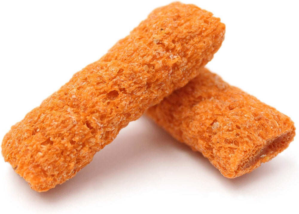 Vitakraft Carrot Slims Rabbit puffed nibble sticks close-up highlighting light crunch.