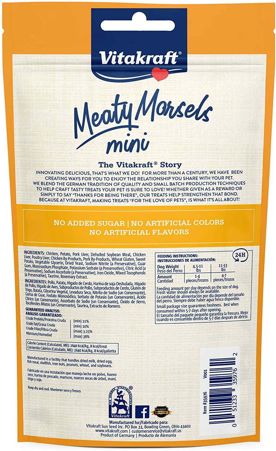 Vitakraft Chicken Mini Meaty Morsels pack, compact treats for small dogs and puppies