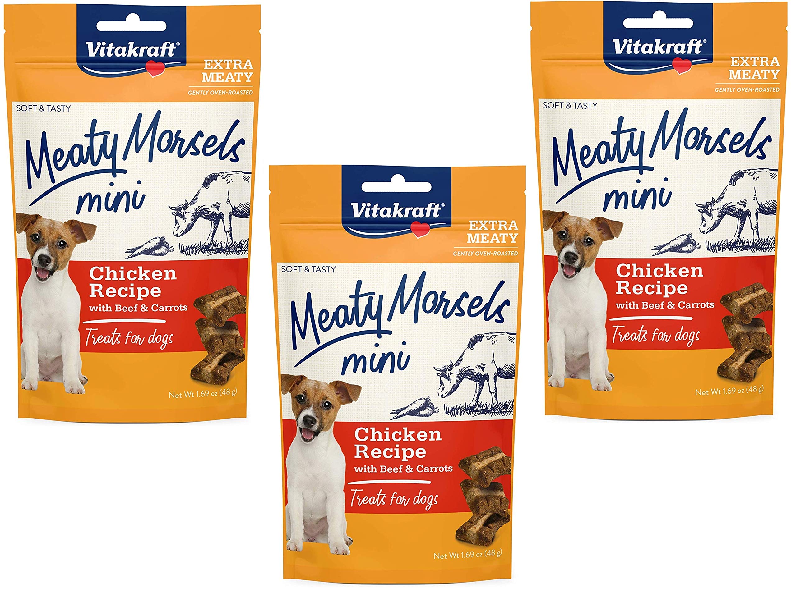Vitakraft Chicken Mini Meaty Morsels pack image showing small-dog treats ideal for training rewards