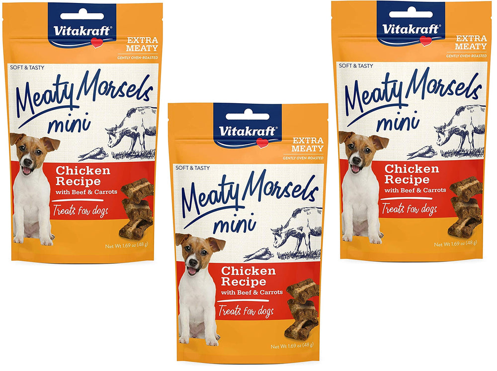 Vitakraft Chicken Mini Meaty Morsels pack image showing small-dog treats ideal for training rewards