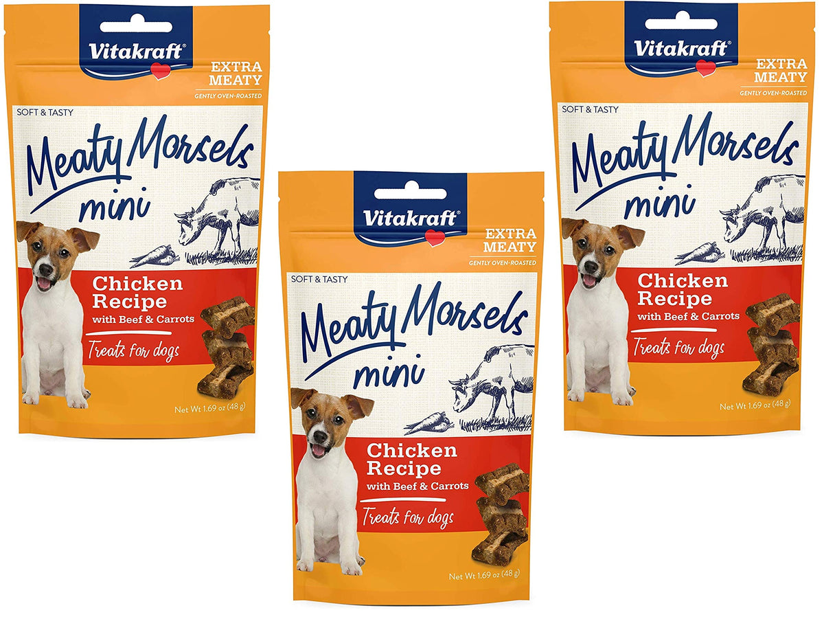 Vitakraft Chicken Mini Meaty Morsels pack image showing small-dog treats ideal for training rewards