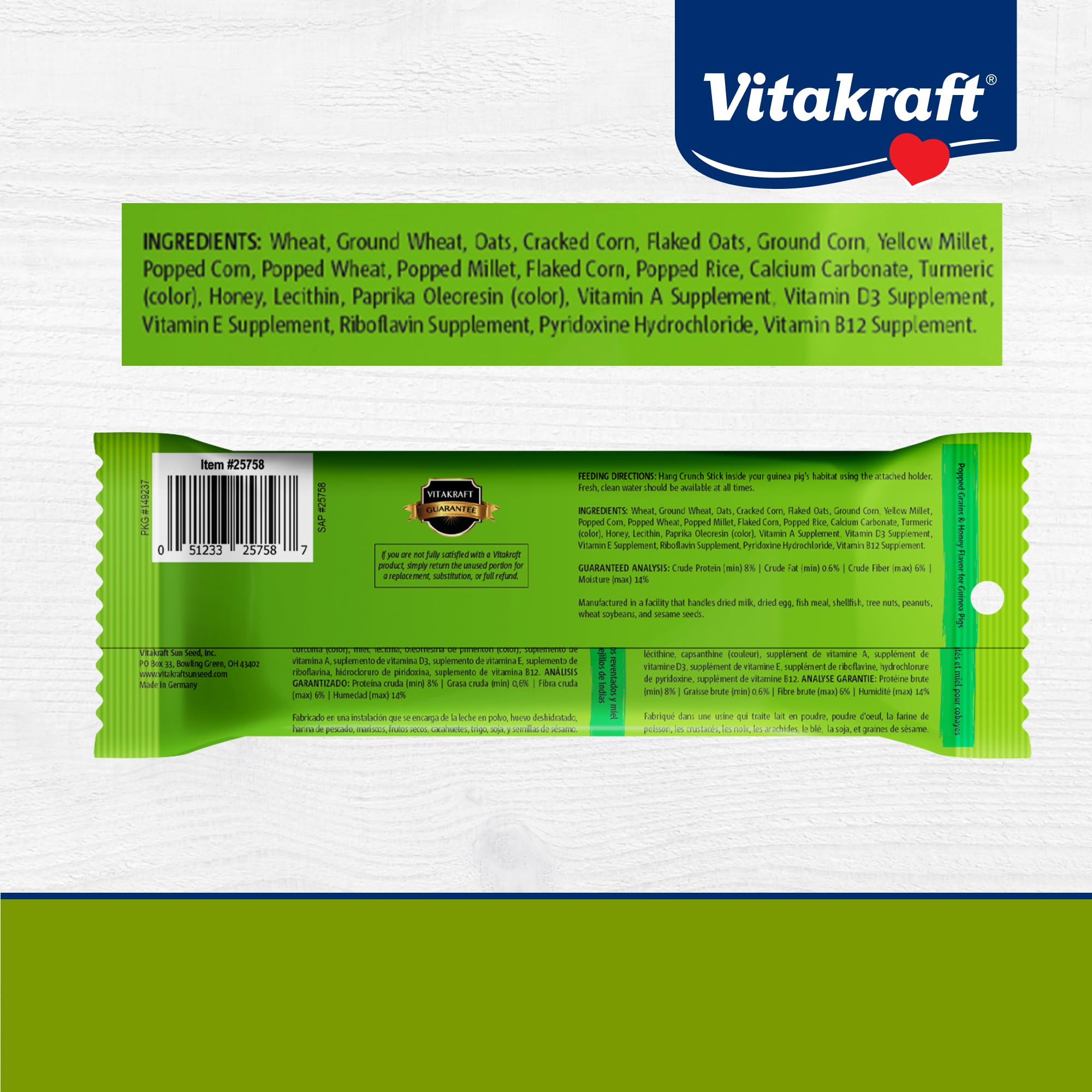 Vitakraft Crunch Sticks clip-holder photo showing easy cage attachment for convenient feeding.