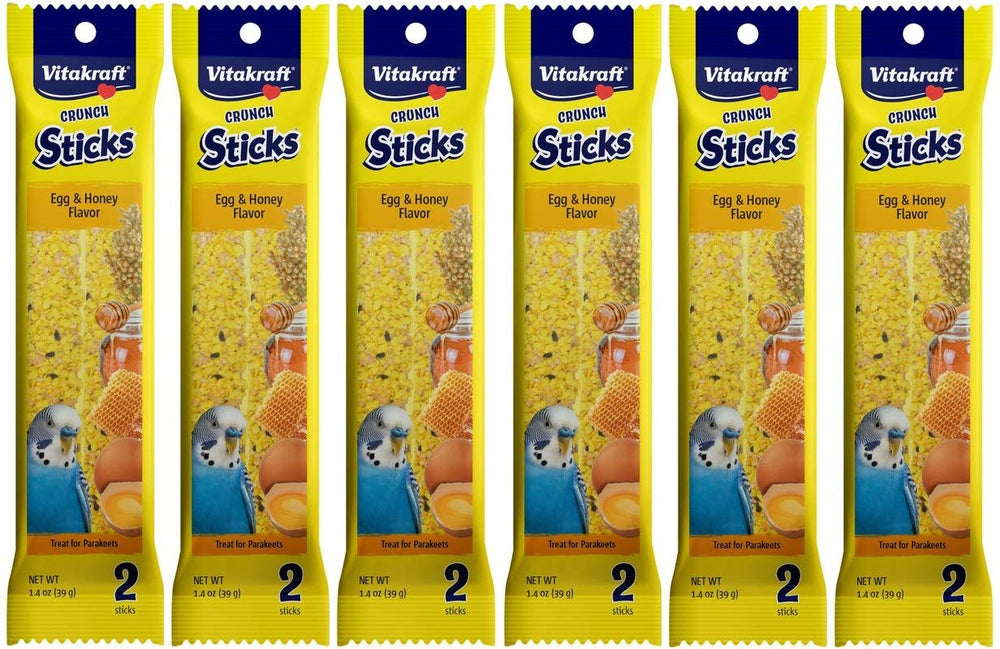 Vitakraft Crunch Sticks Egg & Honey 6-pack parakeet treats with natural wood chew enrichment