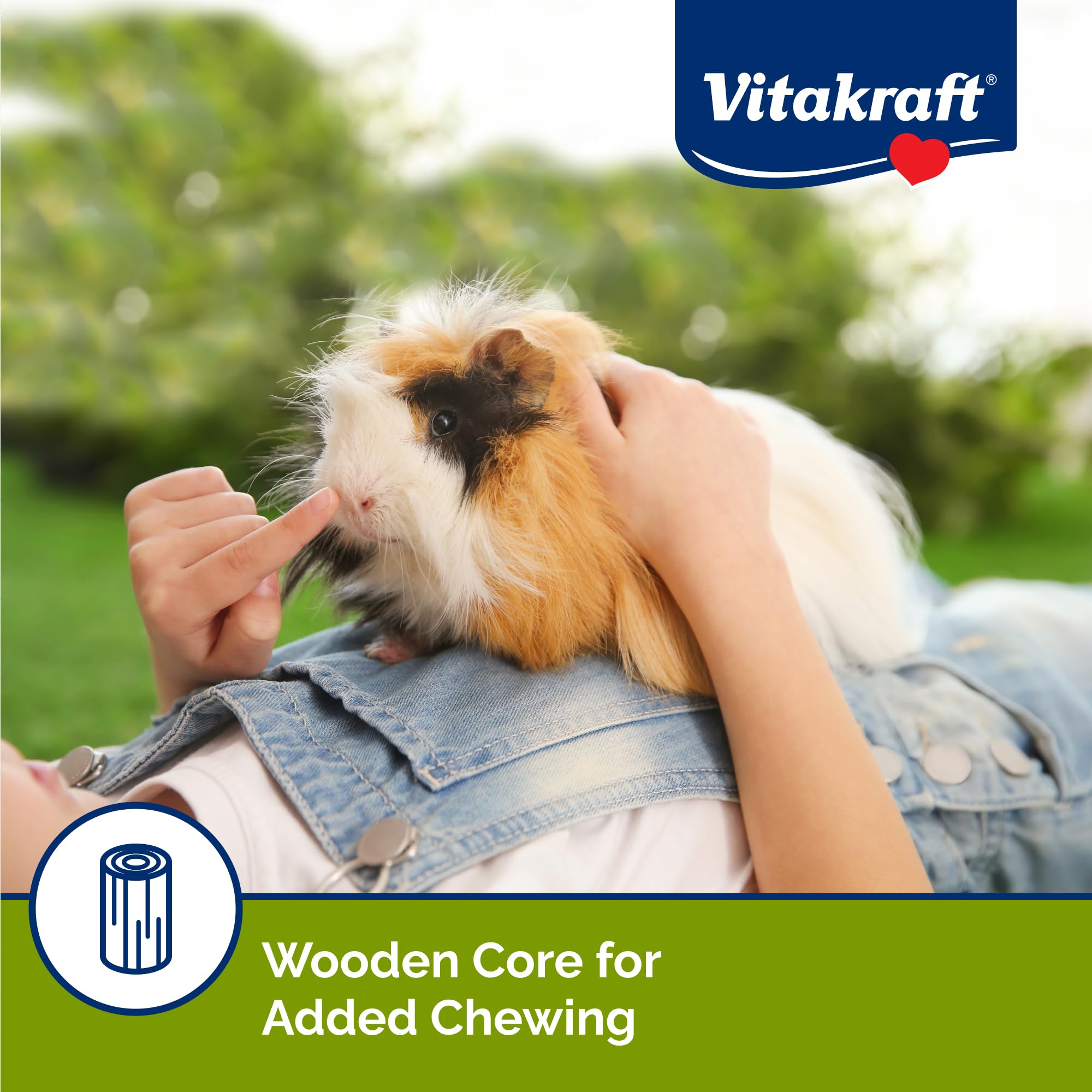 Vitakraft Crunch Sticks vitamins-minerals close-up noting added nutrients for enrichment.