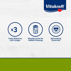 Vitakraft Crunch Sticks wood-core detail highlights natural chew core.