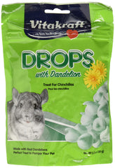 Vitakraft Dandelion Drops 2-pack box for chinchillas, convenient for steady treats