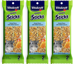 Vitakraft honey-flavor calcium crunch sticks package — mineral-rich snack option.