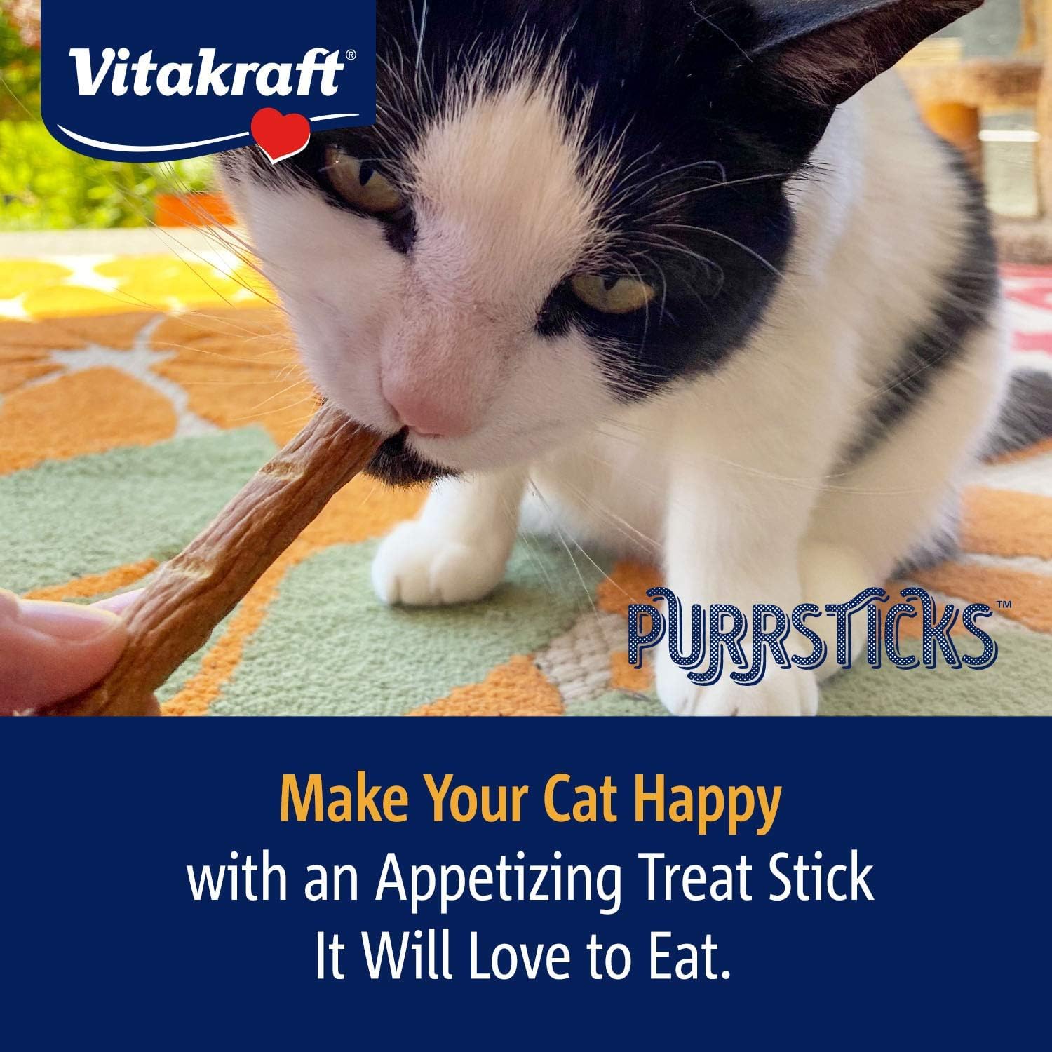 Vitakraft PurrSticks ingredients-meat-content label shows 70%+ meat content