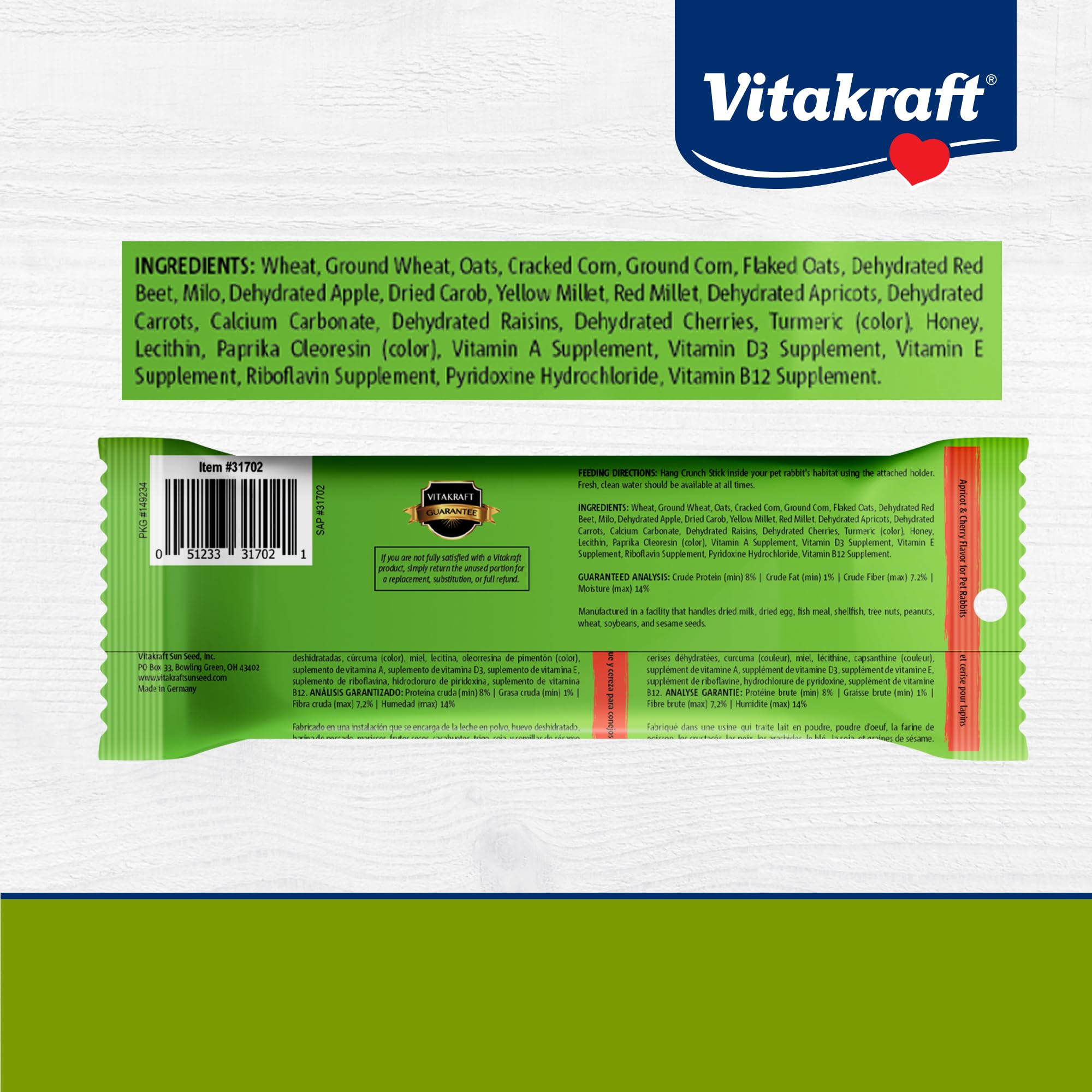 Vitakraft Rabbit Treat Stick serving-size shot demonstrates portion-friendly rabbit treat.
