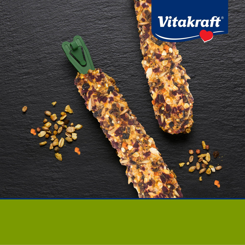 Vitakraft Rabbit Treat Stick natural wood center demonstrates long-lasting chewing fun.