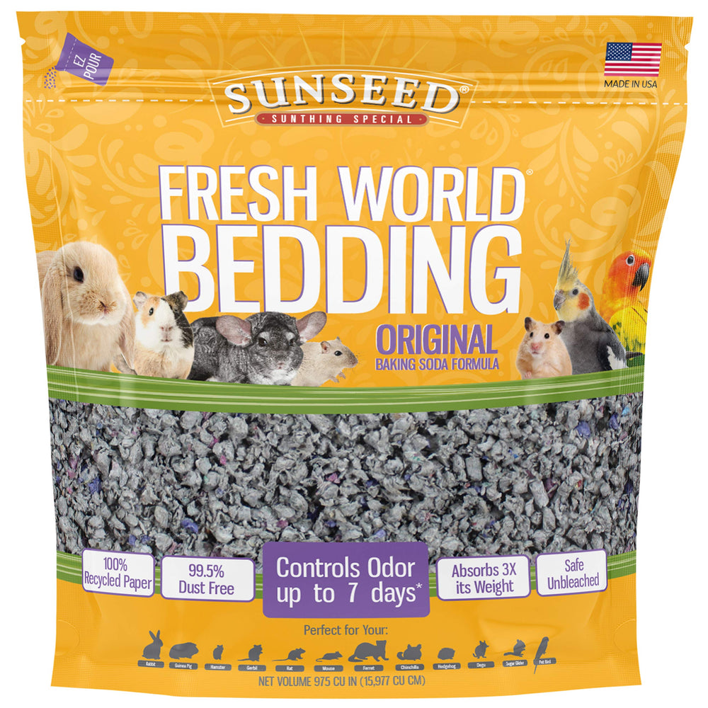 Vitakraft Sunseed Bedding original gray pack—eco-friendly option with odor-control for habitats.
