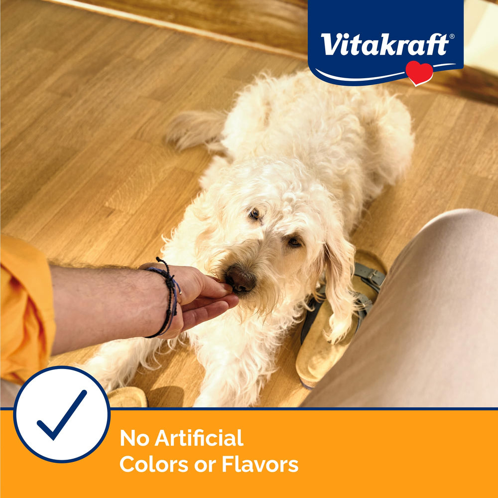 Vitakraft Treaties 90% chicken label visible for a meat-forward chew option.