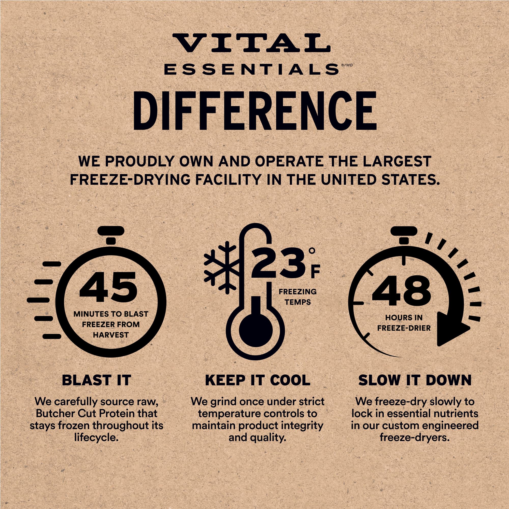 Vital Essentials grain-free dog treat image highlights digestion-friendly protein without grains.