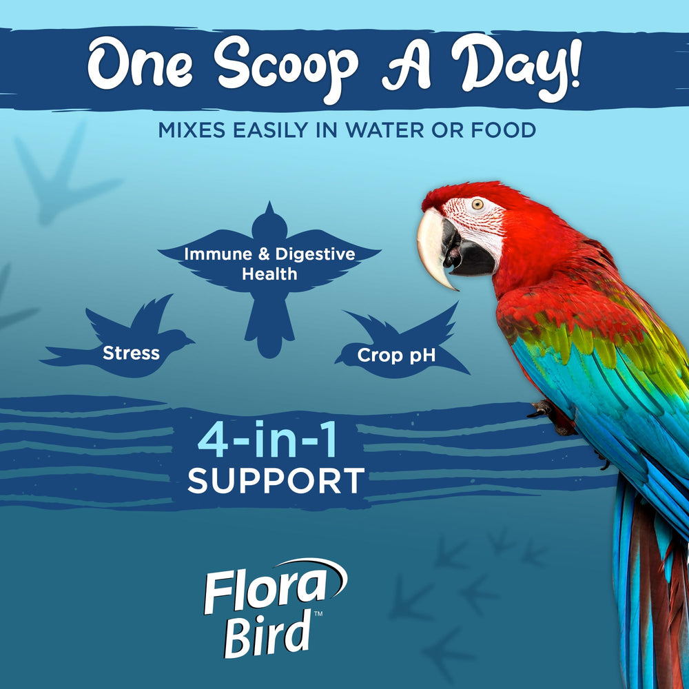 Vital Planet Flora Bird diverse strains image highlighting seven avian-specific probiotic varieties