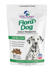 Vital Planet Flora Dog Probiotics powder format being sprinkled on food