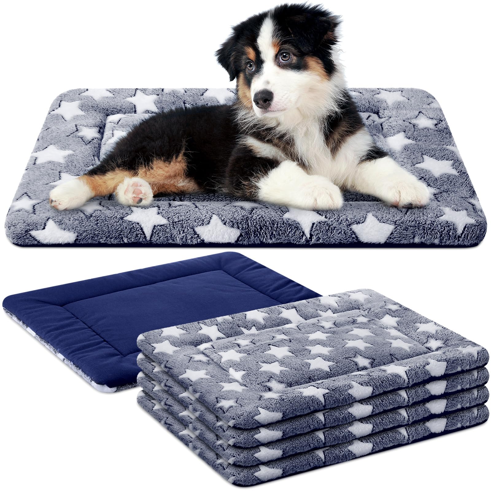 VitalCozy four-pack winter dog crate pads pack shot shows ultra-soft warmth for pets.