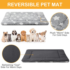VitalCozy reversible dog pad warm plush side shows plush warmth for chilly rooms.