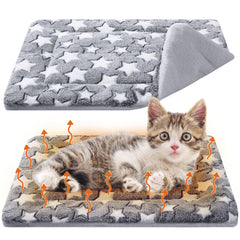 VitalCozy self-warming cat mat front view showcases star pattern for cozy indoor naps.