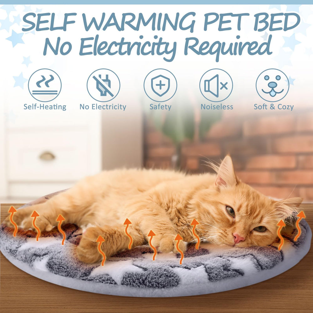 VitalCozy self-warming cat pad on a sofa offering calm, cozy resting space.
