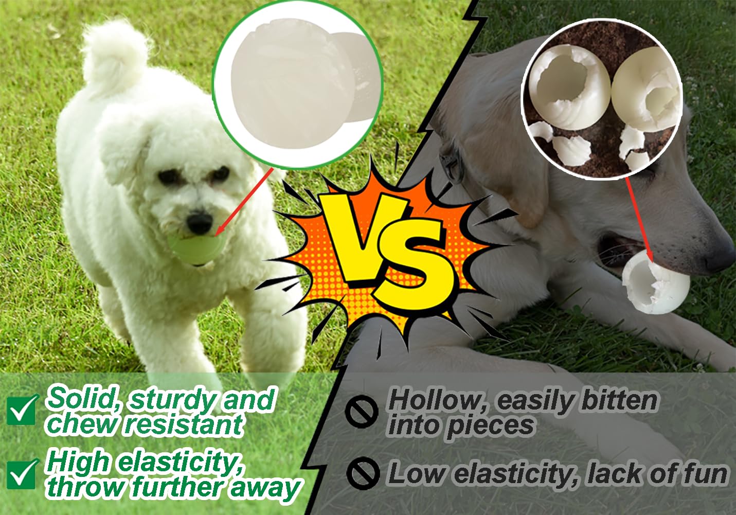 Vitalili glowing fetch ball two pack for backyard fetch variety
