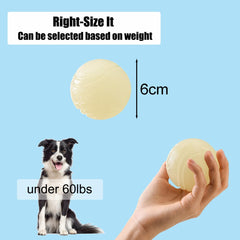 Vitalili glowing fetch ball textured surface supports teeth cleaning during fetch