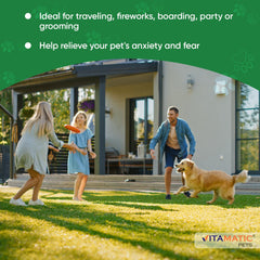 Vitamatic Melatonin for Dogs travel bottle ready for trips and calm moments