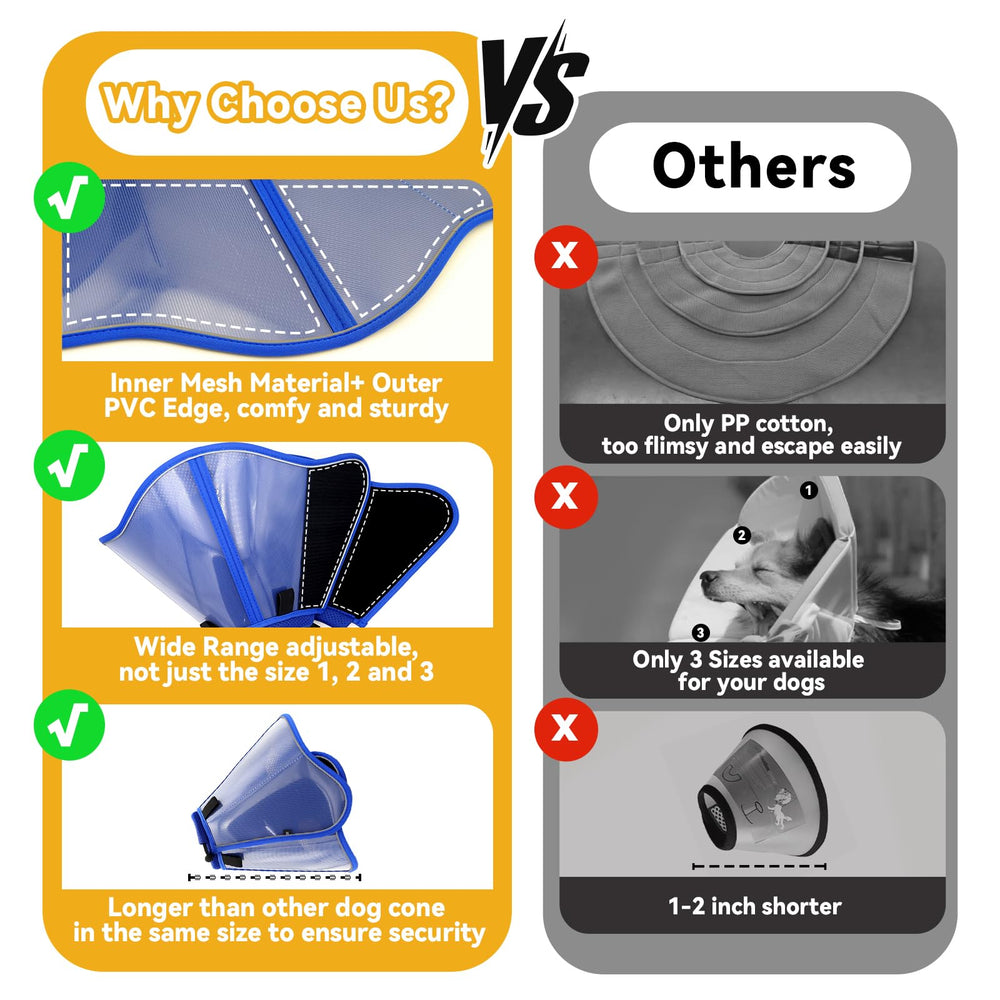 Vithael dog cone on a dog demonstrates furniture-friendly protection.