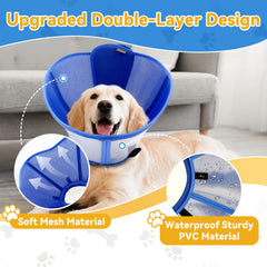 Vithael upgraded dog cone inner layer features breathable mesh for comfort.
