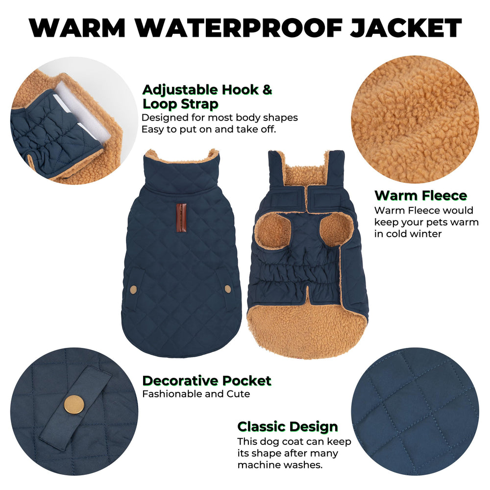 Vitiswap dog winter coat adjustable neck and belly for a comfy fit