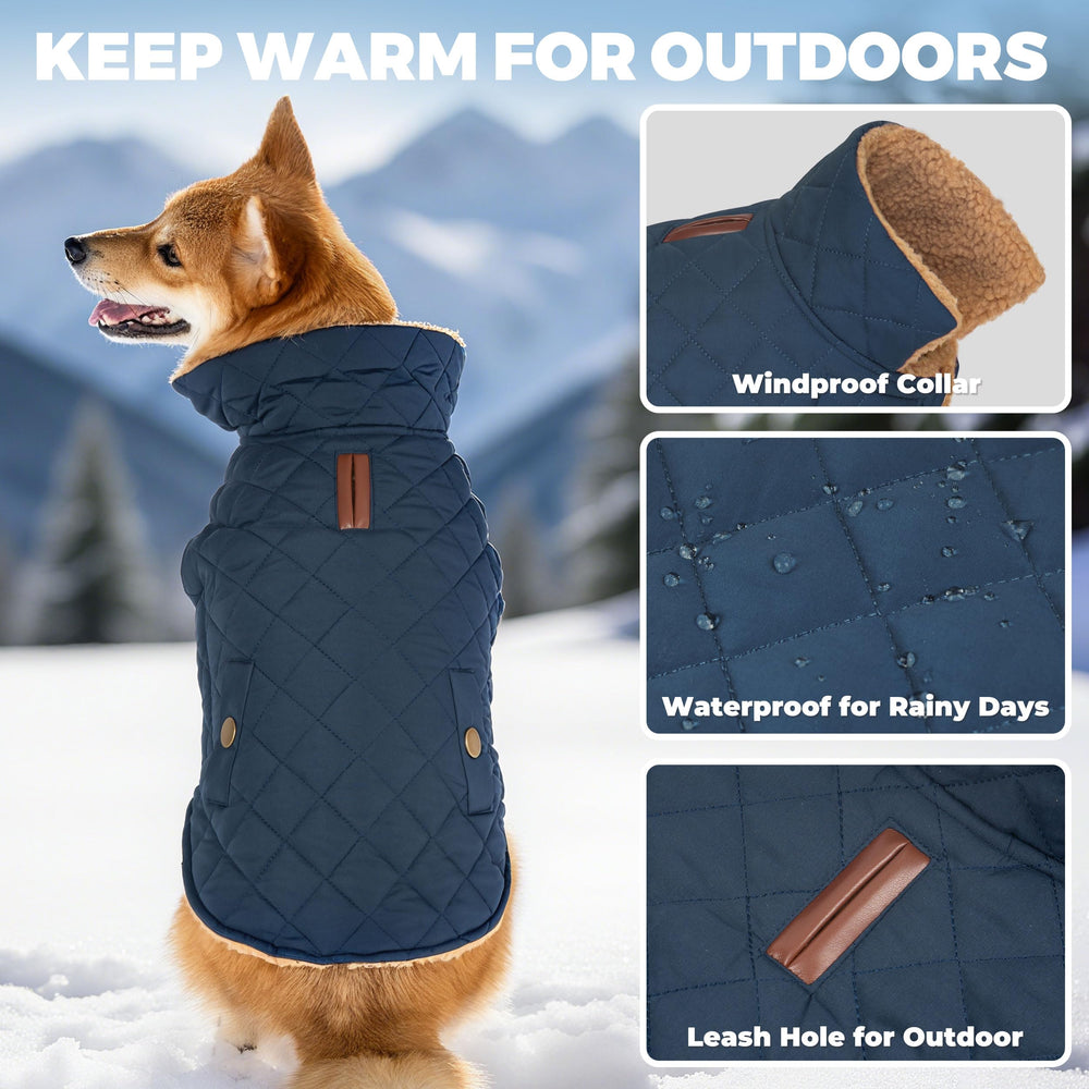 Vitiswap dog winter coat back with leash hole for safer walks