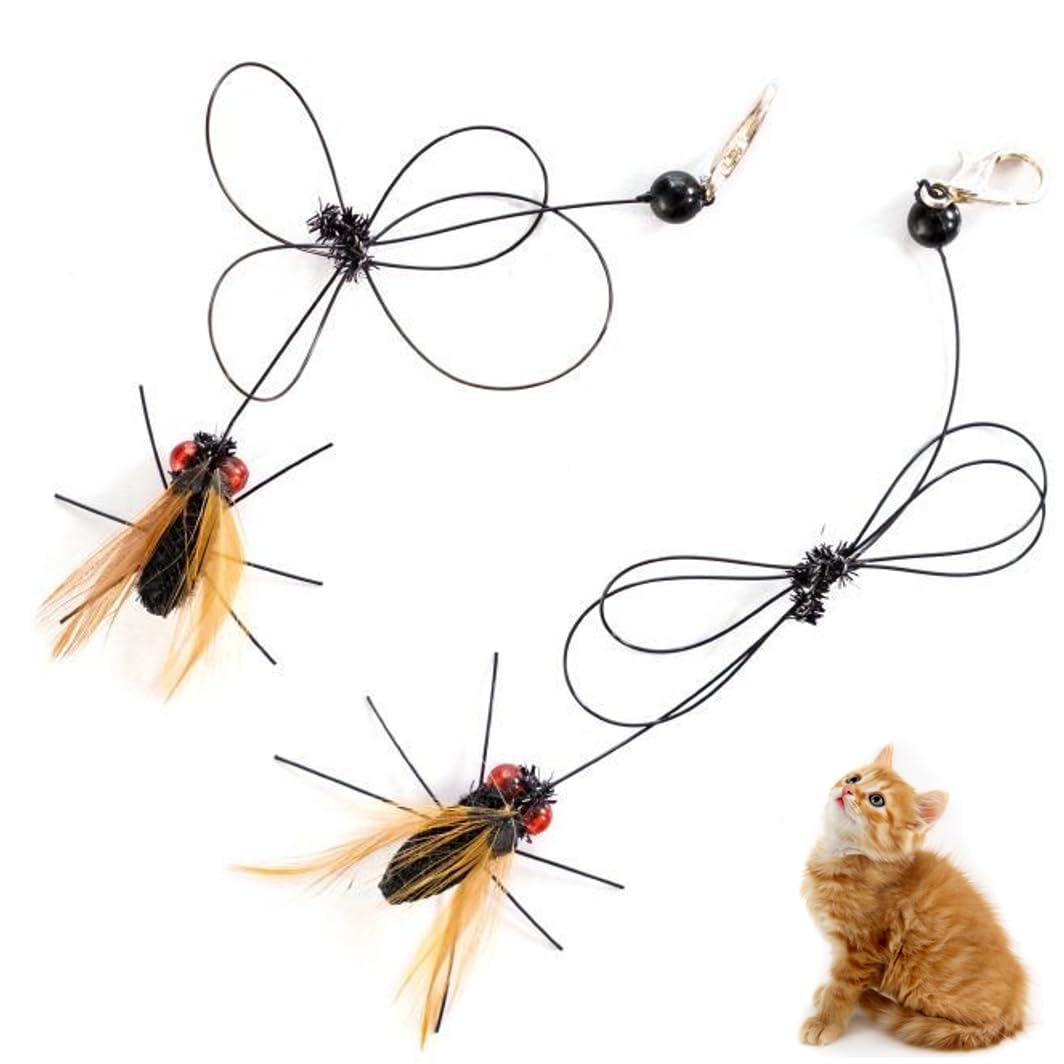 Vitisyao cat feather replacements handmade 2pcs for durable play and hunting practice.