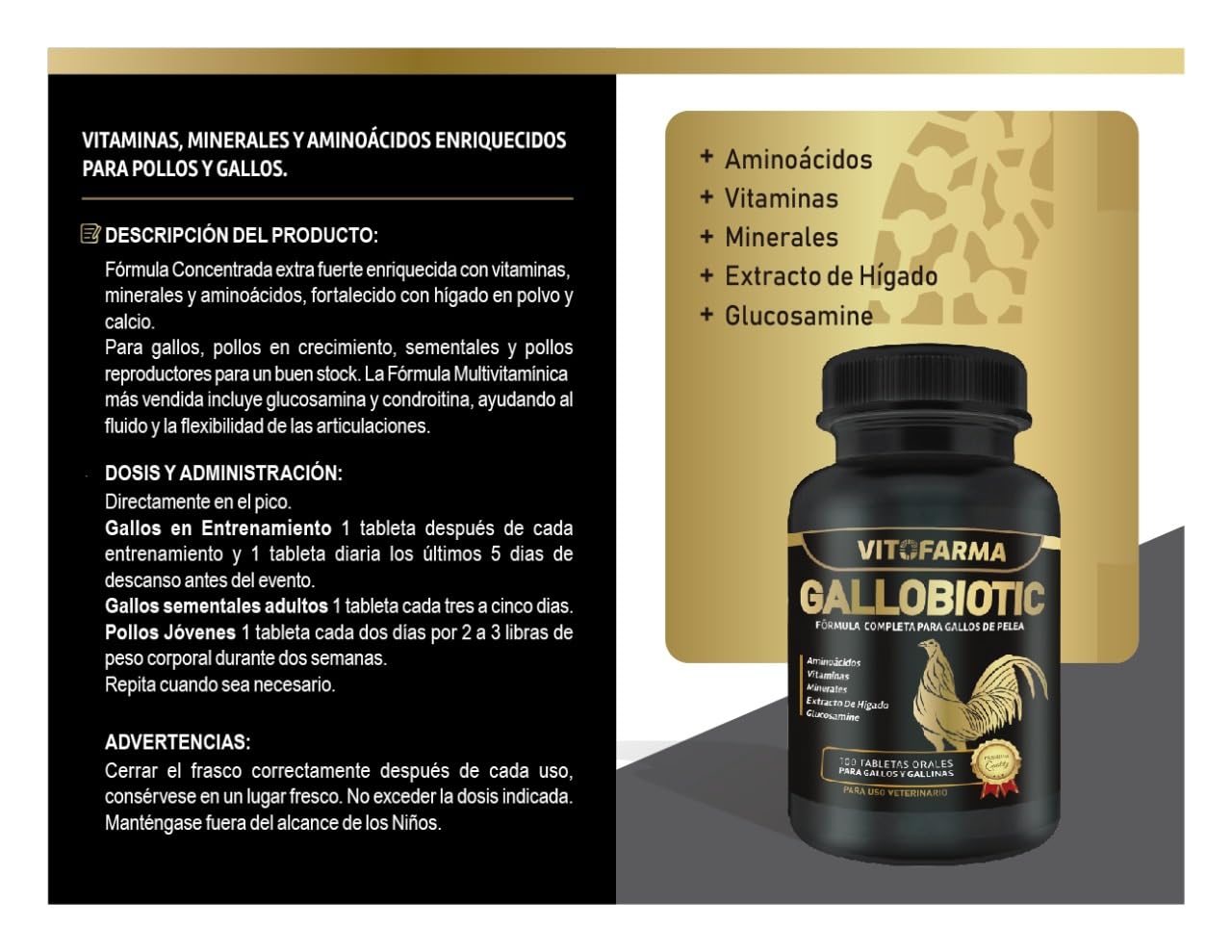 VITOFARMA Gallobiotic with rooster and hens indicates target users