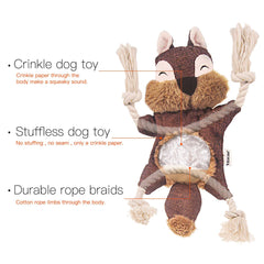 Vitscan Crinkle Squirrel body stuffing-free design for safer puppy fun