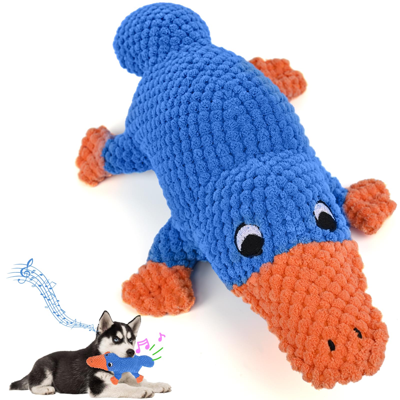 Vitscan stuffed platypus dog toy with squeaker for aggressive chewers.