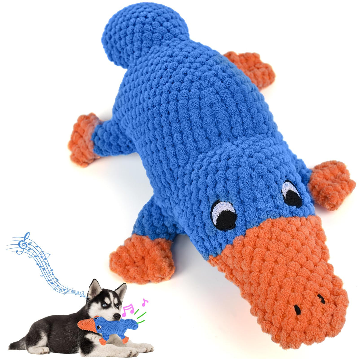 Vitscan stuffed platypus dog toy with squeaker for aggressive chewers.