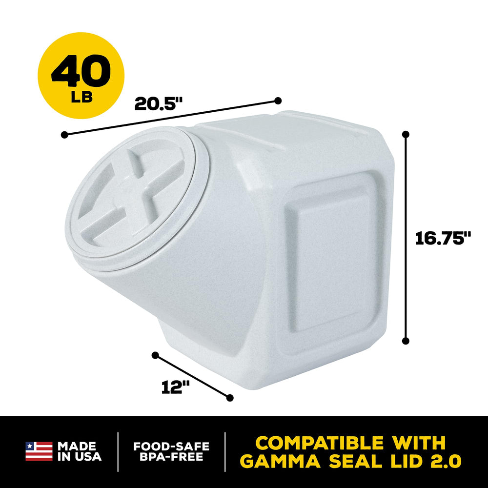 Vittles Vault 40-lb capacity container demonstrates large, versatile dry pet food storage.
