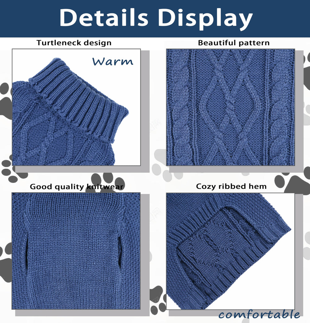 Viunimo solid navy dog sweater closeup highlights simple, cute, warm design