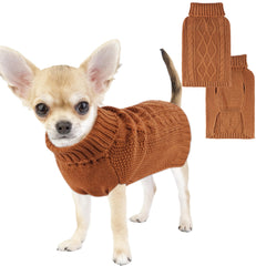 Viunimo dog sweater XSmall brown Chihuahua, cozy knit for warmth and style.