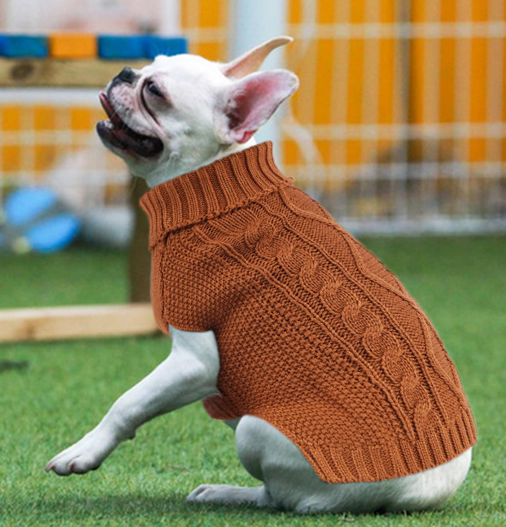 Viunimo dog sweater XSmall turtleneck close-up, secure neck wrap for extra warmth.