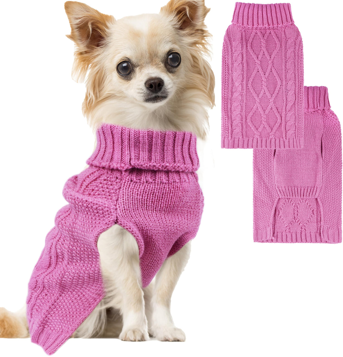 viunimo dog sweaters pink sleeveless turtleneck keeps small dogs warm on chilly walks.