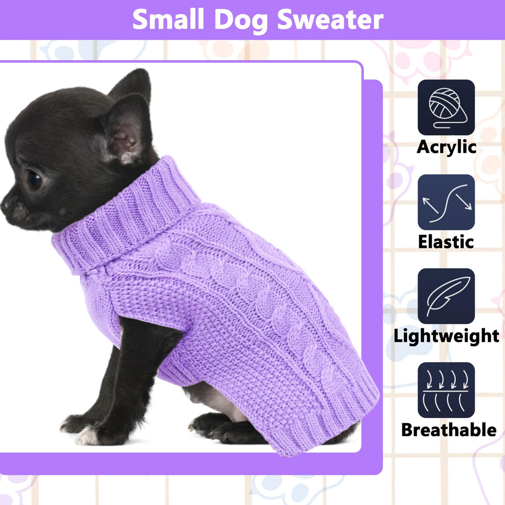 Viunimo dog sweaters purple back view shows cosy knit for warmth.