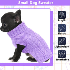 Viunimo dog sweaters purple back view shows cosy knit for warmth.