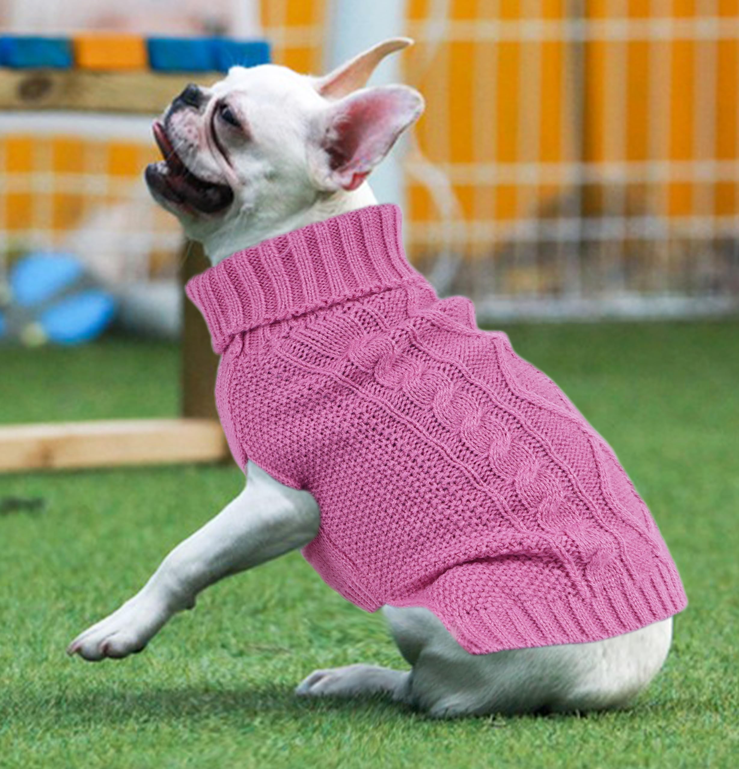 viunimo puppy-knitwear pink cozy knitwear for small dogs in cold weather.