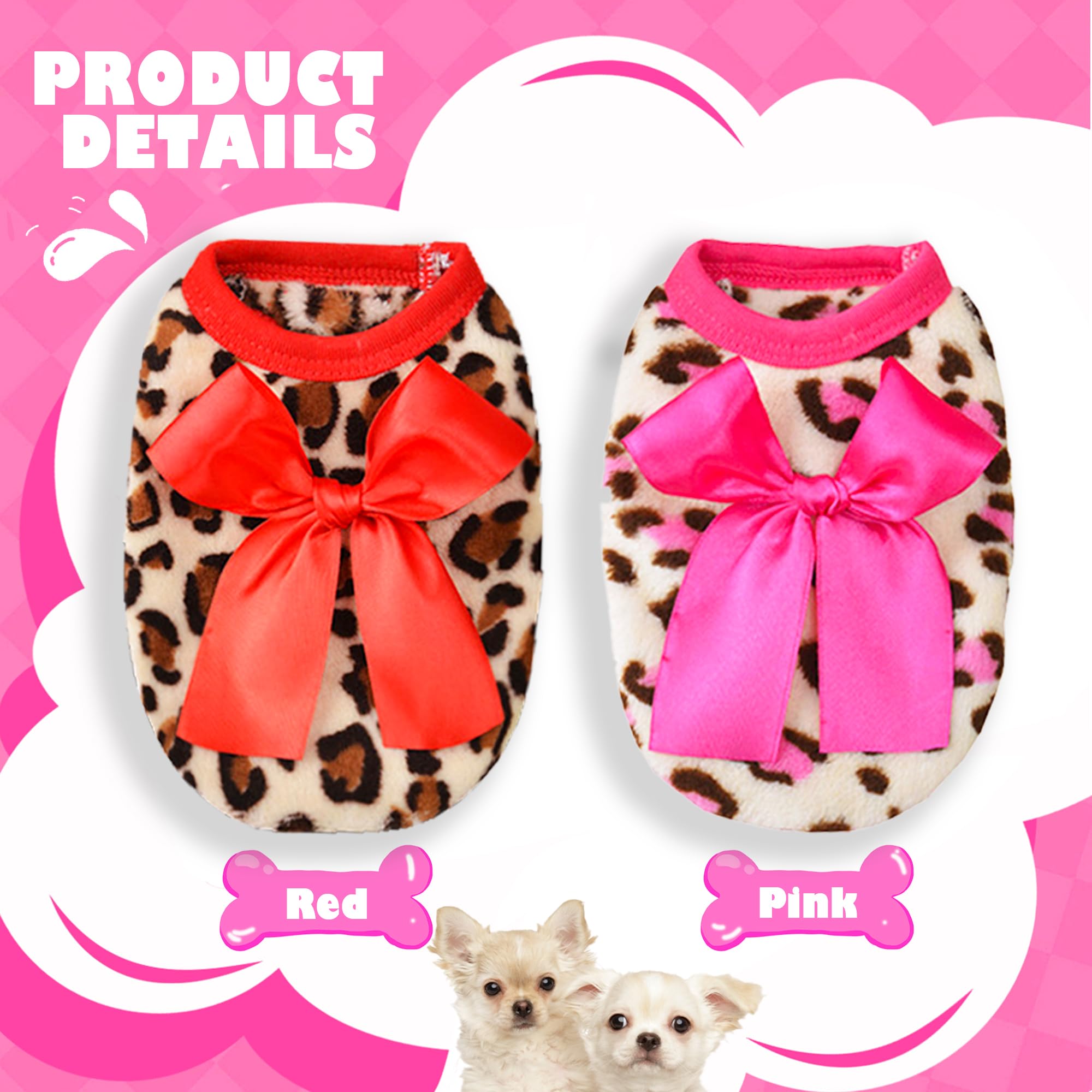 Viunimo two-pack small dog sweater set with leopard design for everyday warmth.