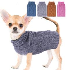 Viunimo XS dog sweater grey turtleneck pullover for small dogs warmth