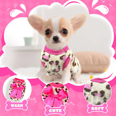 Viunimo XXS dog sweater with size chart close-up for precise fit.